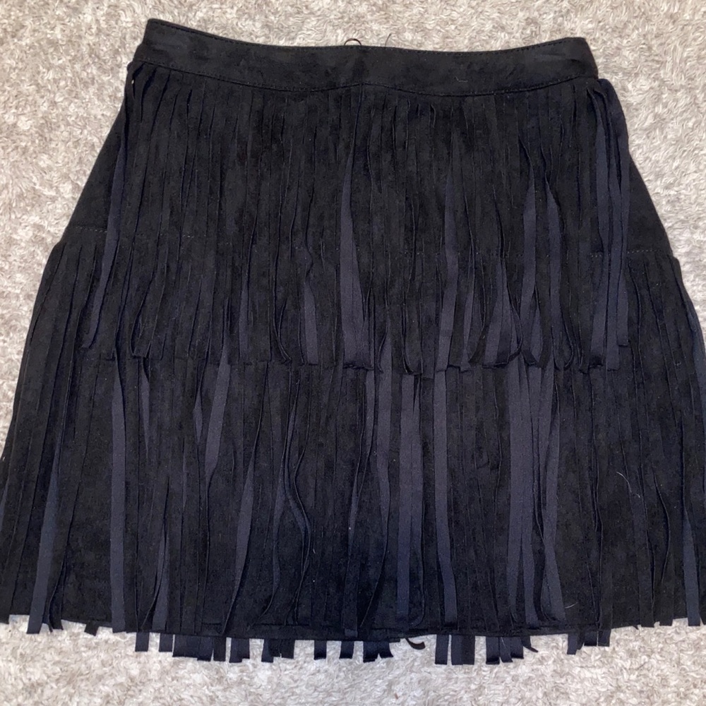 H&M fringe faux suede mini